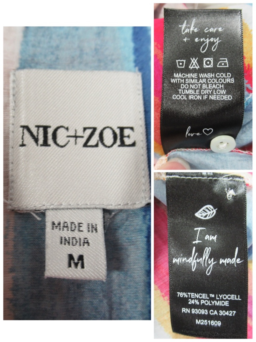 NIC+ZOE Horizon Breeze Multicolored Striped Button Front Shirt - Size Medium - Picture 11 of 11